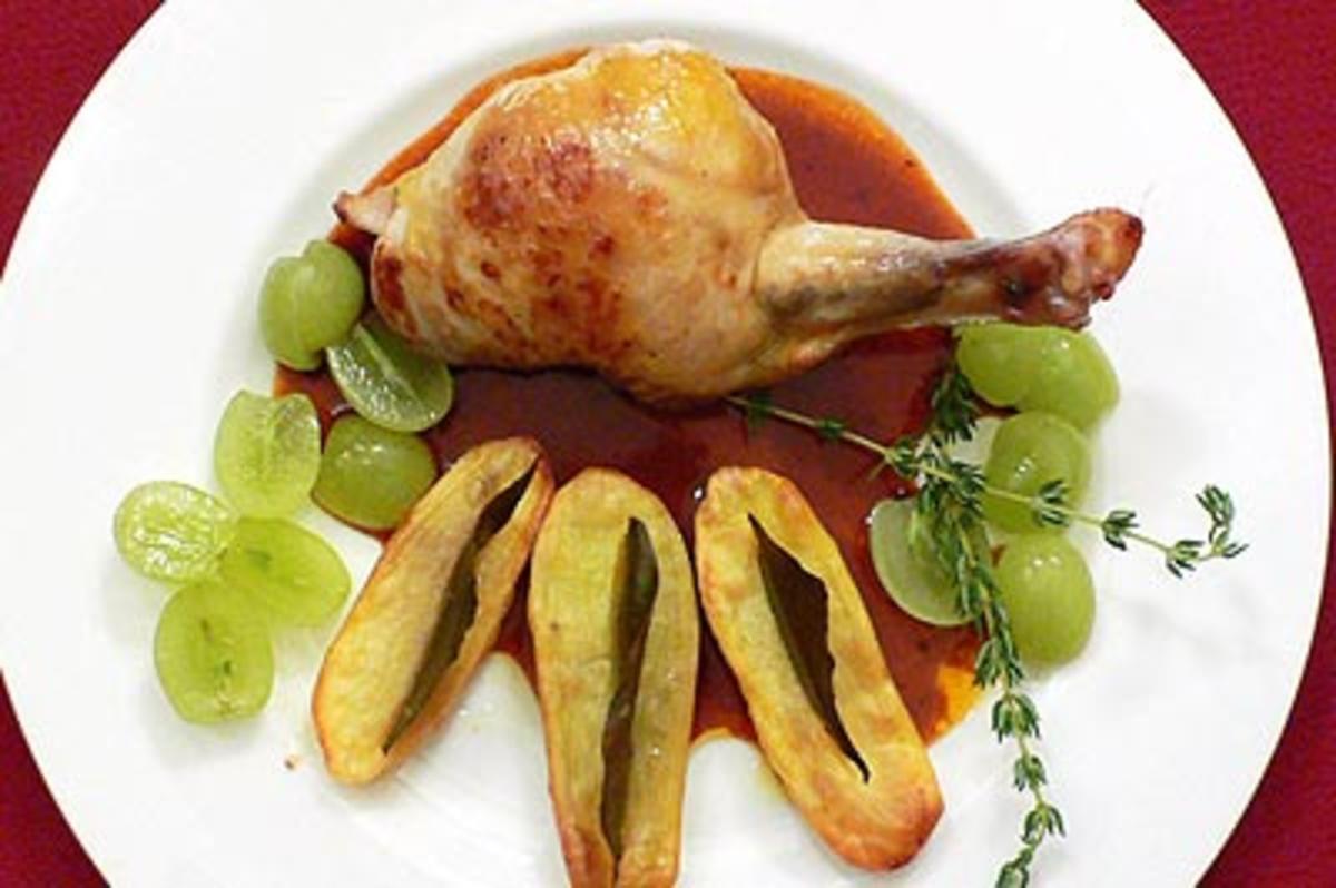 Perlhuhnbrust an Sauternes-Schokoladensoße und Lorbeerkartoffeln ...