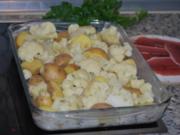 Käse-Kartoffeln mit Blumenkohl - Rezept