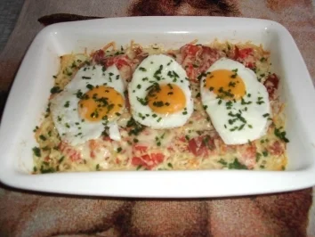 Rezept: Eier im Nudelnest Eier im Nudelnest - Rezept