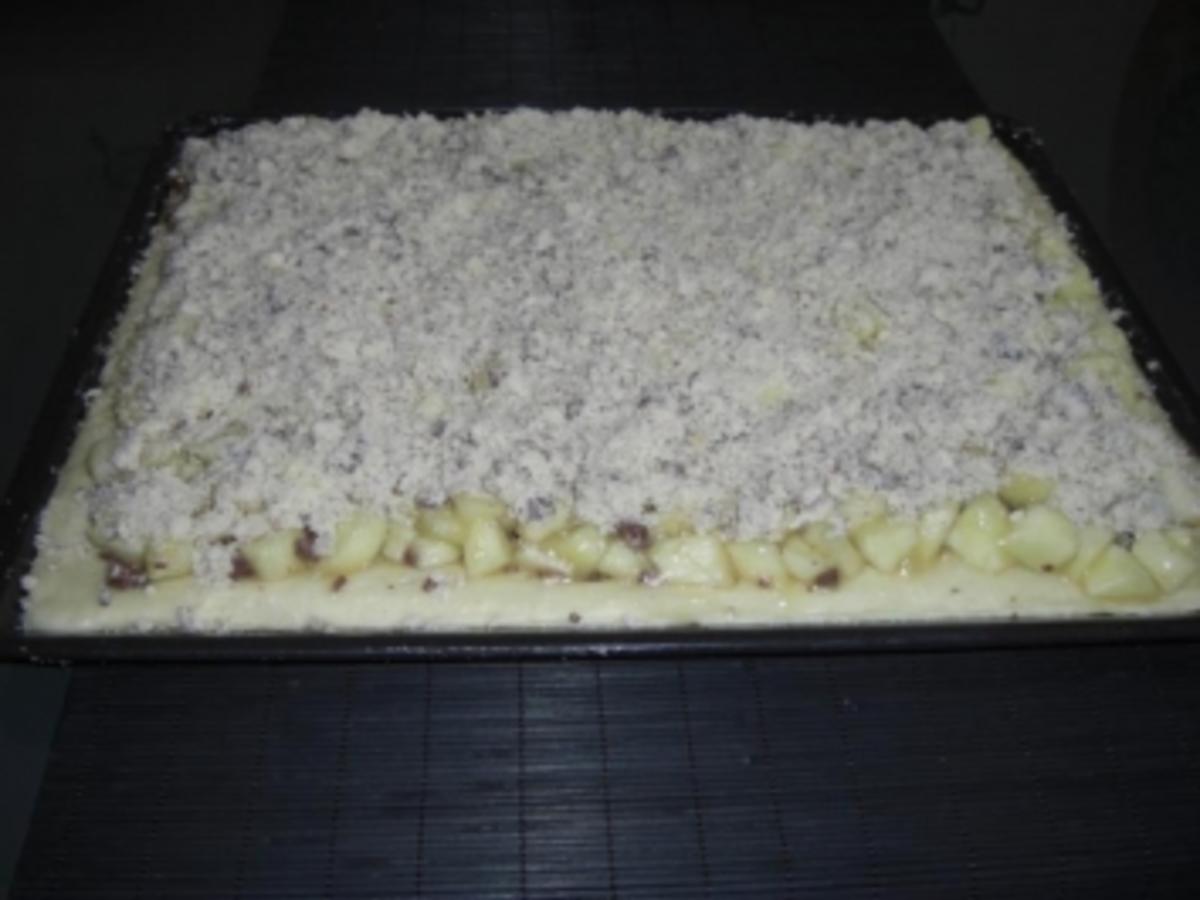 Apfel Mus Kuchen mit Butter Schoko Streuseln - einfach - 64 kcal/100g