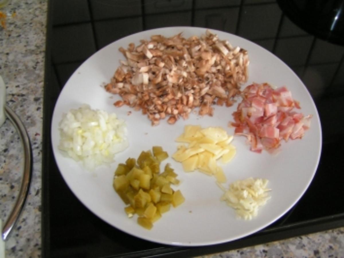 Gefülltes Putenschnitzel mit Champignonreis und buntem Gemüse - Rezept