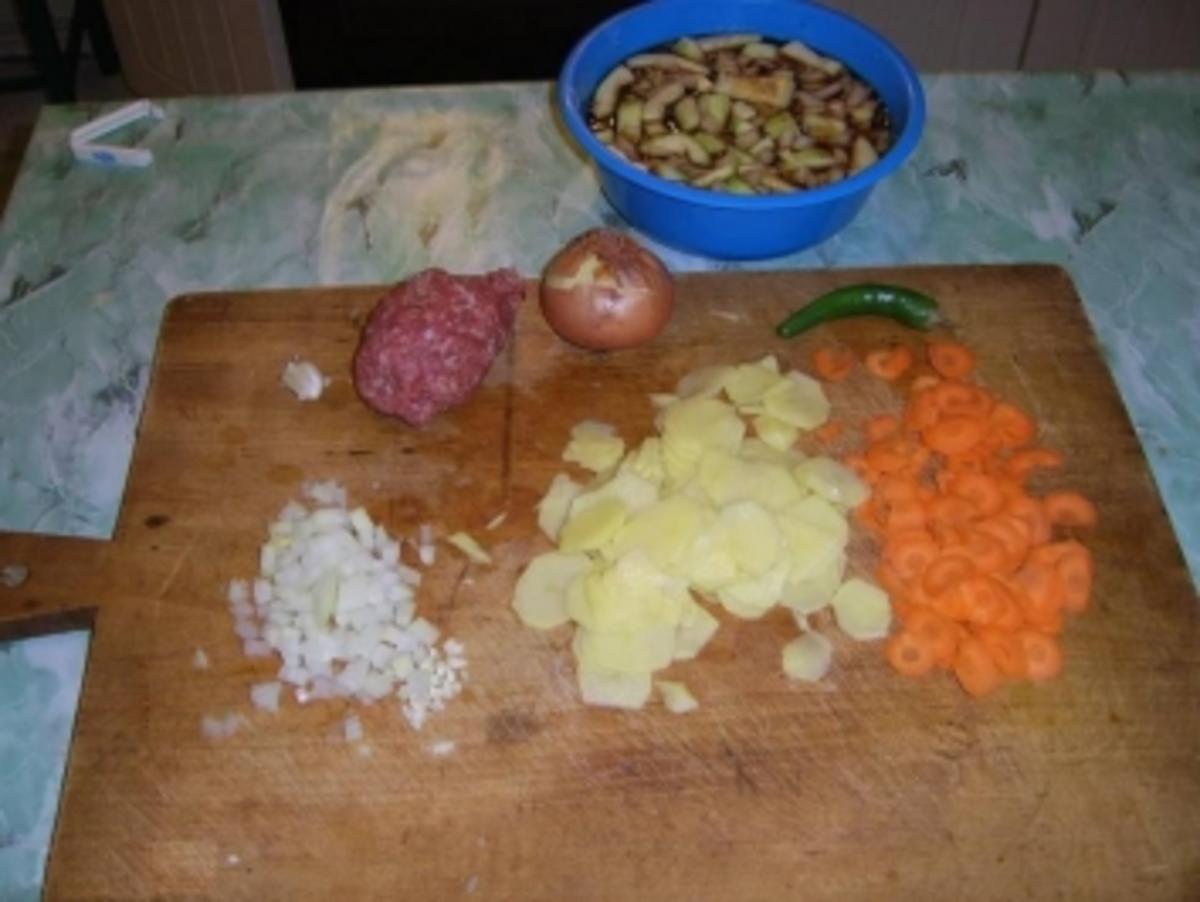 Zucchini-Bratkartoffeln mit Hackfleisch - Rezept