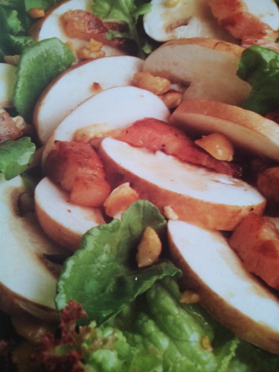 Pilzsalat mit Lollo Rosso und Haselnüssen - Rezept - Bild Nr. 3808