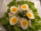 Senfeier mit Krabben und Erbsen - Rezept