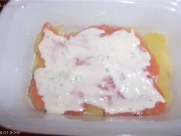 Rezept: Kartoffel- Räucherlachs-Auflauf Kartoffel- Räucherlachs-Auflauf - Rezept
