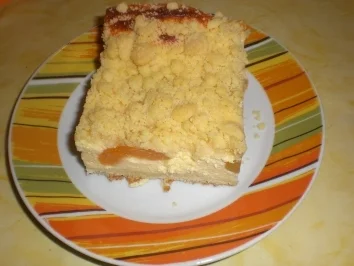 Käsekuchen mit Aprikosen und Streuseln - Rezept