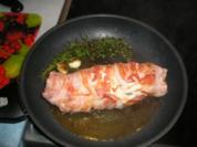 Putenfilet mit Käsefüllung im Baconmantel - Rezept