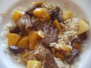 Leber mit Apfel und Pfirsisch - Rezept