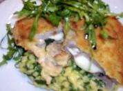 Rezept: Gefรผlltes Kalbssteak mit Mozzarella und Basilikum auf Rucolarisotto Gefรผlltes Kalbssteak mit Mozzarella und Basilikum auf Rucolarisotto - Rezept