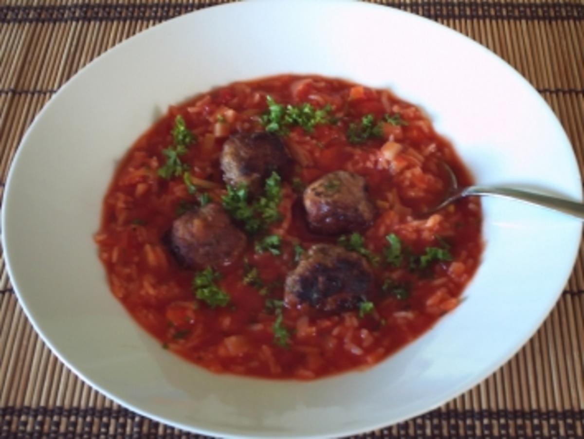 Bilder für Tomaten-Reis-Topf mit kl. Frikadellen - Rezept