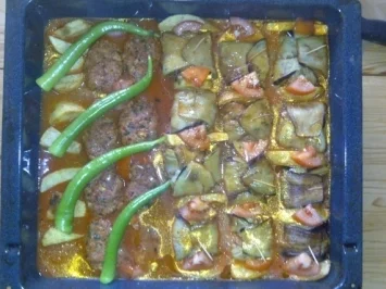 Gehacktes im Auberginenmantel   [Köfteli Patlican Sarmasi]  (TÜRKISCHE KÜCHE) - Rezept