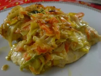 Buntes Zwiebel-Sahne-Hähnchen - Rezept