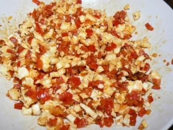 Hähnchenbrustfilet mit einer scharfen Mozzarella-Paprika Kruste - Rezept