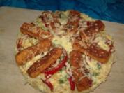 Rezept: Fischstäbchen-Spagetti-Pizza Fischstäbchen-Spagetti-Pizza - Rezept