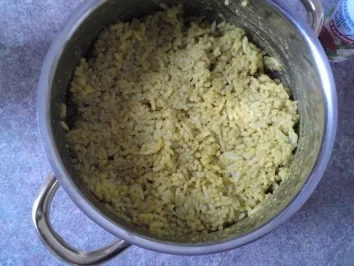 Ananas Schnitzel überbacken, mit Cürryreis (gelber Teller) - Rezept - Bild Nr. 2