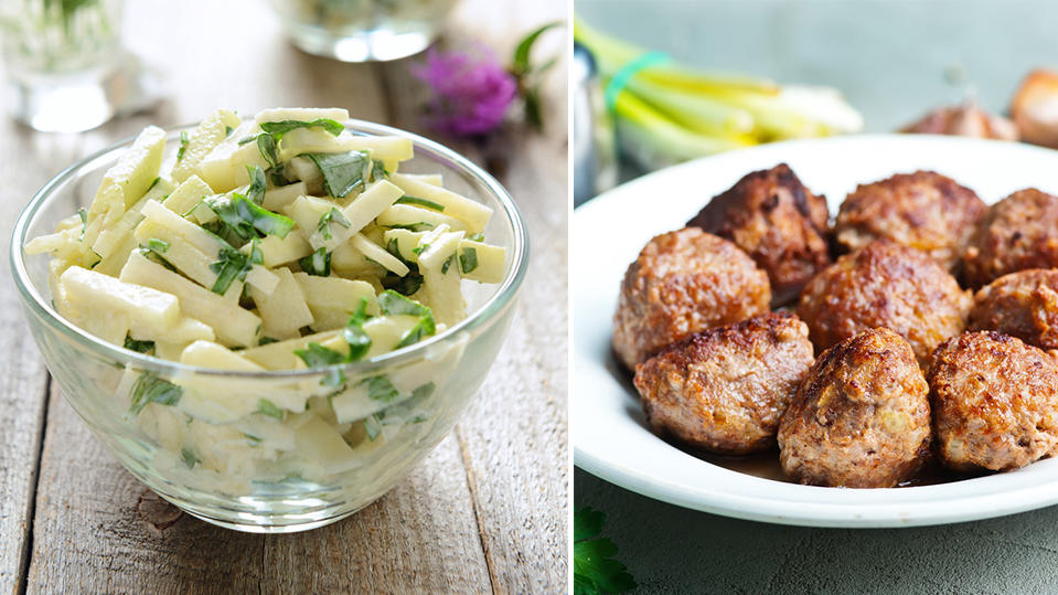 Rezept zum Nachkochen: Kohlrabi mit saftigen Frikadellen und Salzkartoffeln Kohlrabi mit Salzkartoffeln und Frikadellen