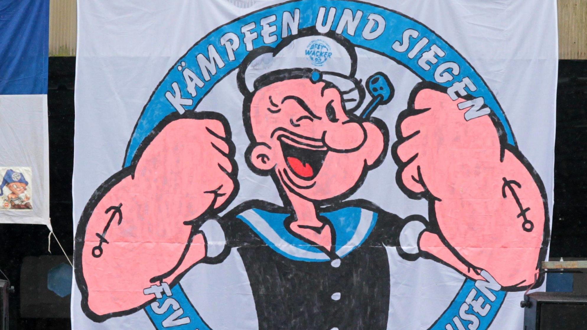 Popeye-Effekt: Forscherin will im Spinat enthaltene Substanz auf Doping-Liste setzen Popeye-Plakat: Fußball-Fans wissen, was in Spinat steckt