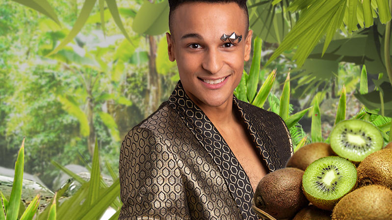 Kiwis mit Schale essen – geht das? Dschungelcamper Prince Damien isst seine Kiwi immer mit Schale.