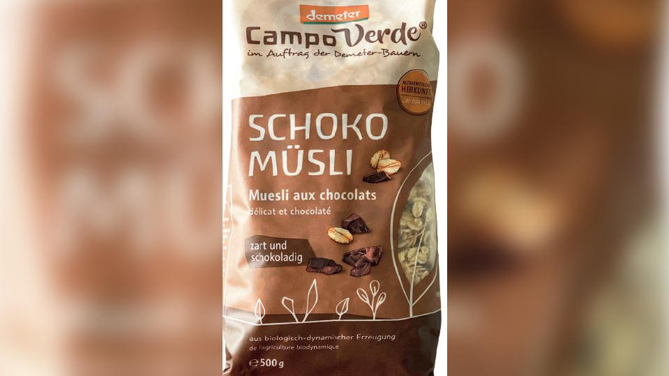 demeter Campo Verde ruft Schokomüsli zurück demeter "Campo Verde" Schokomüsli