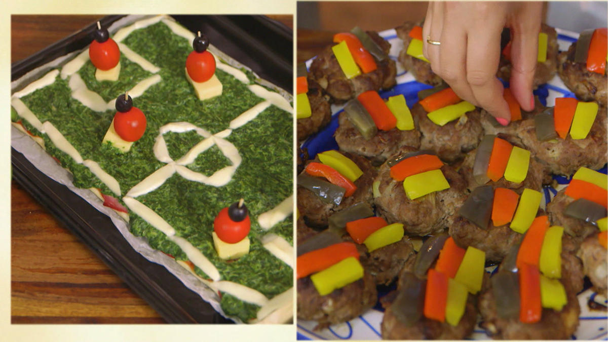 Frikadellen "Schwarz, Rot, Gold" und Fußballfeld-Pizza 