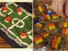 Frikadellen "Schwarz, Rot, Gold" und Fußballfeld-Pizza 