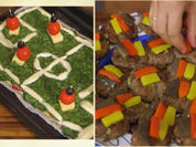 Frikadellen "Schwarz, Rot, Gold" und Fußballfeld-Pizza 