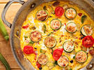 Herzhafter Gemüsepfannkuchen mit Parmesan
