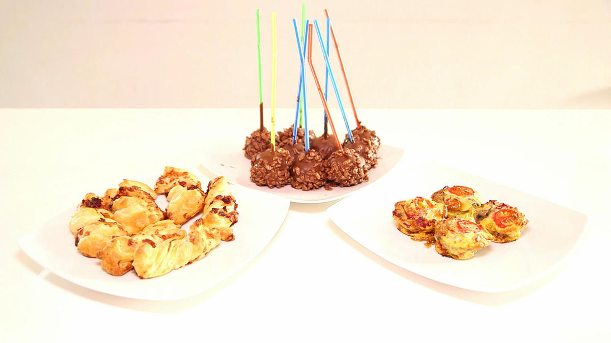 Cakepops, Eiermuffins und Blätterteig-Stangen