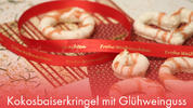 Kokosbaiserkringel mit Glühweinguss