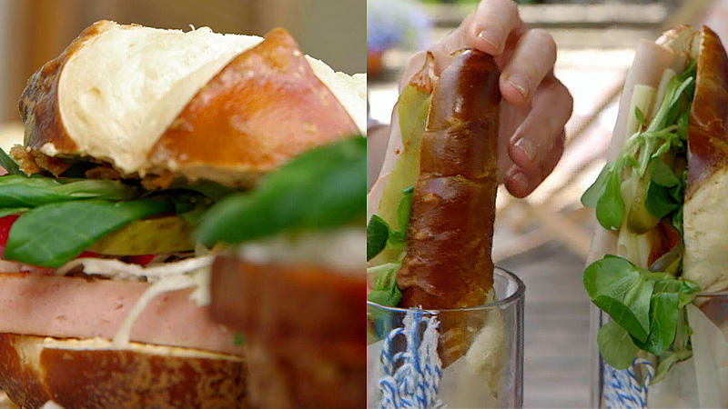 Leberkäs-Stange und Wiesn-Burger