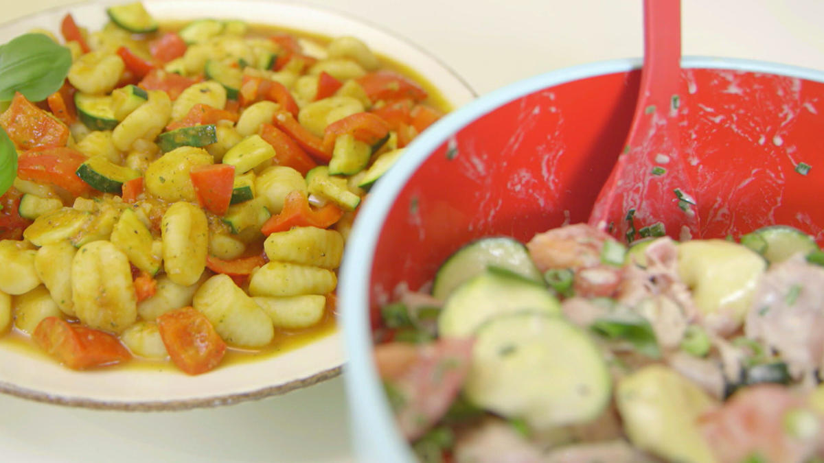 Gnocchi-Salat und Tortellini-Salat