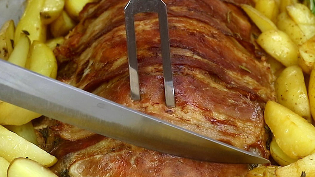 Hackbraten Im Bacon Mantel Mit Ofenkartoffeln Rezept Mit Video